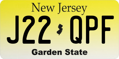NJ license plate J22QPF
