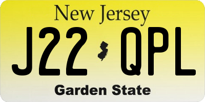NJ license plate J22QPL