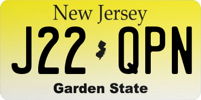 NJ license plate J22QPN
