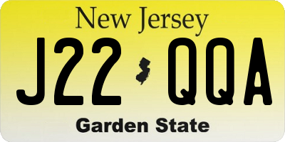 NJ license plate J22QQA