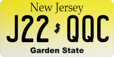 NJ license plate J22QQC