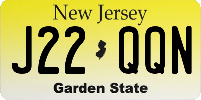 NJ license plate J22QQN