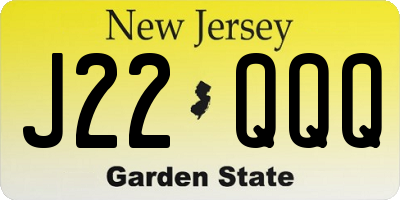 NJ license plate J22QQQ