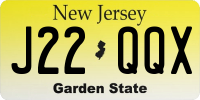 NJ license plate J22QQX