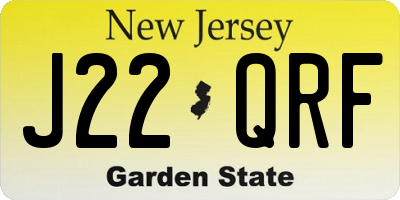 NJ license plate J22QRF