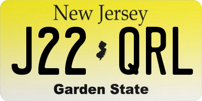 NJ license plate J22QRL