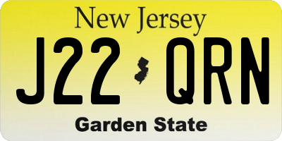 NJ license plate J22QRN