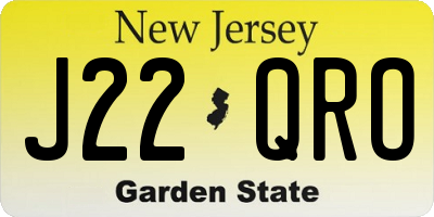 NJ license plate J22QRO