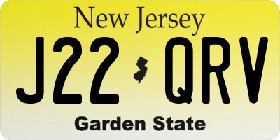 NJ license plate J22QRV