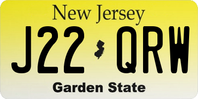 NJ license plate J22QRW