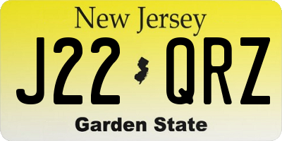 NJ license plate J22QRZ