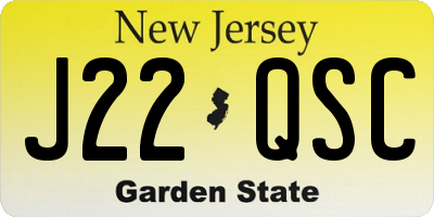 NJ license plate J22QSC