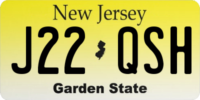 NJ license plate J22QSH