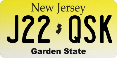 NJ license plate J22QSK