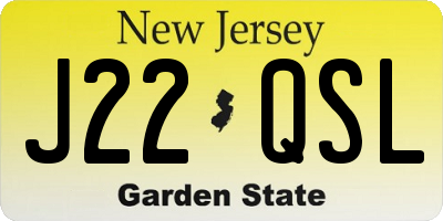 NJ license plate J22QSL