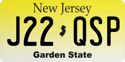 NJ license plate J22QSP