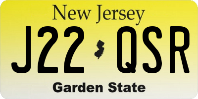 NJ license plate J22QSR