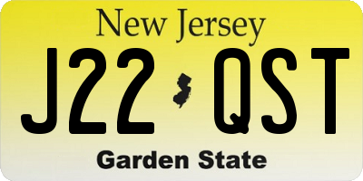 NJ license plate J22QST