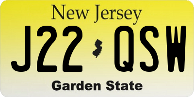 NJ license plate J22QSW