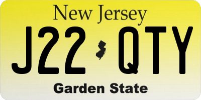 NJ license plate J22QTY