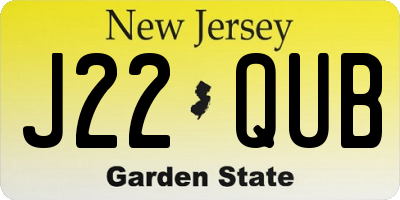 NJ license plate J22QUB