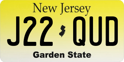 NJ license plate J22QUD