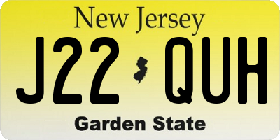 NJ license plate J22QUH
