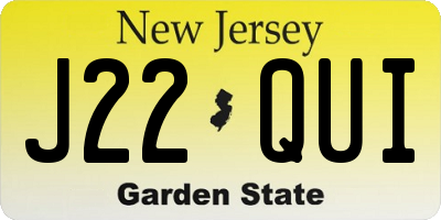 NJ license plate J22QUI