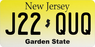 NJ license plate J22QUQ