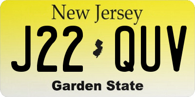 NJ license plate J22QUV