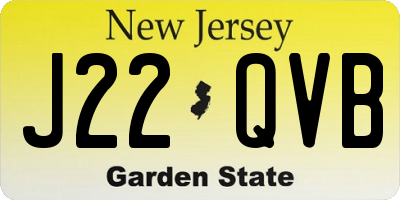 NJ license plate J22QVB