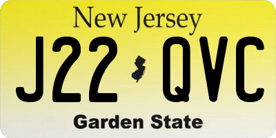 NJ license plate J22QVC