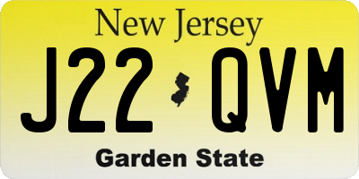 NJ license plate J22QVM