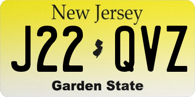 NJ license plate J22QVZ