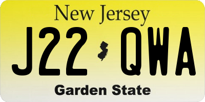 NJ license plate J22QWA