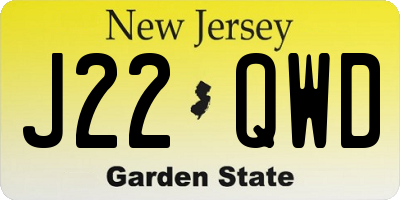 NJ license plate J22QWD