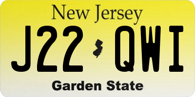 NJ license plate J22QWI