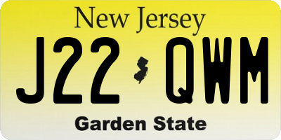NJ license plate J22QWM