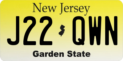 NJ license plate J22QWN