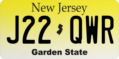 NJ license plate J22QWR