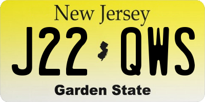 NJ license plate J22QWS