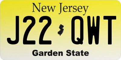 NJ license plate J22QWT