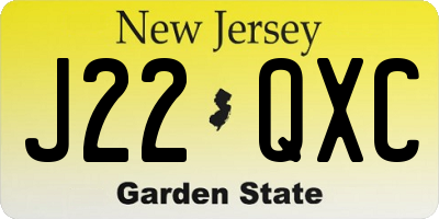 NJ license plate J22QXC