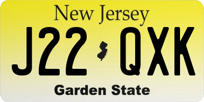 NJ license plate J22QXK