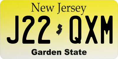 NJ license plate J22QXM