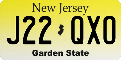 NJ license plate J22QXO