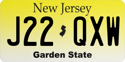 NJ license plate J22QXW