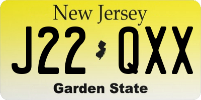 NJ license plate J22QXX