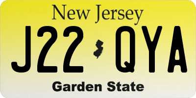 NJ license plate J22QYA