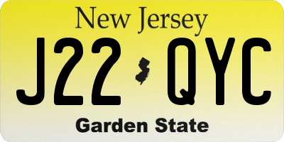 NJ license plate J22QYC